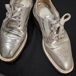 Silver Brogue Lace-Up Shoes